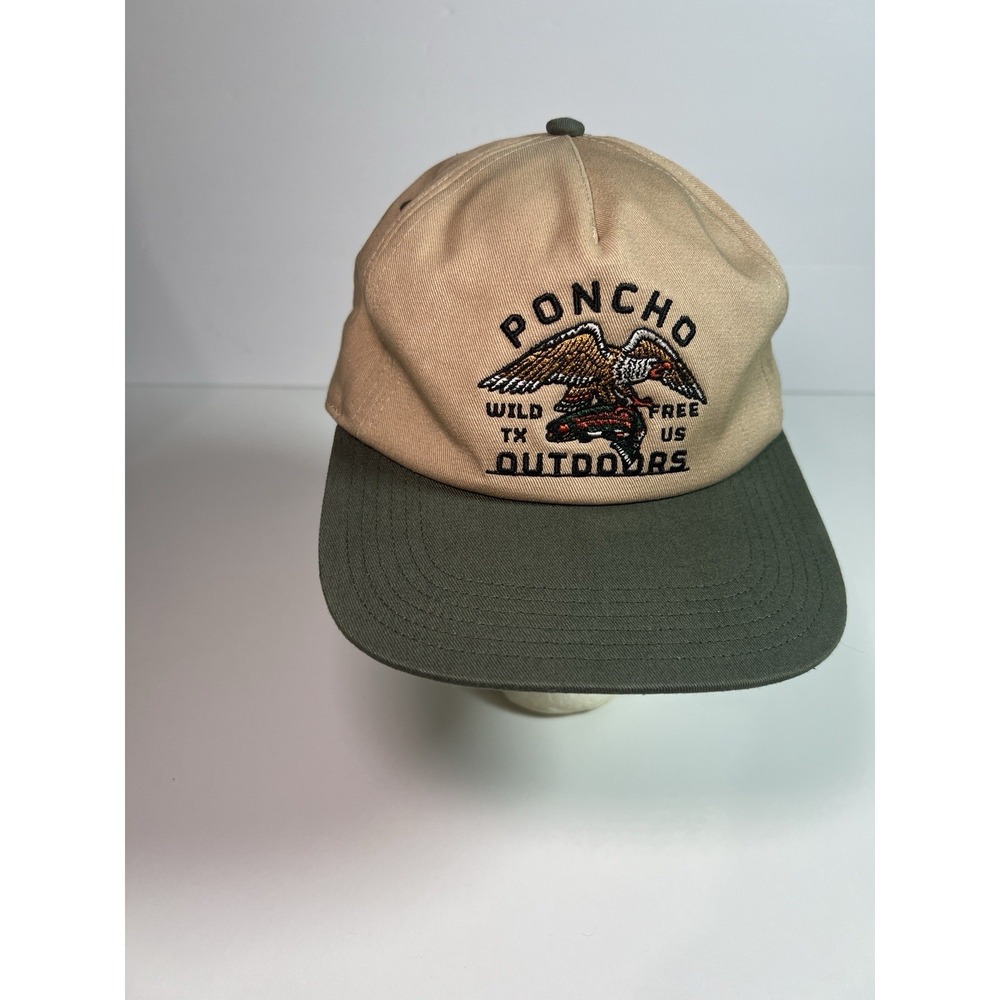 Poncho Outdoors Hats - Tan Green Adjustable Snapback Hiking Hunting Sports‎ NWOT